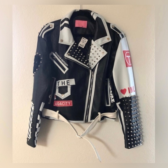 AZALEA WANG RUN ME MY MONEY STUDDED MOTO JACKET - Picture 3 of 12